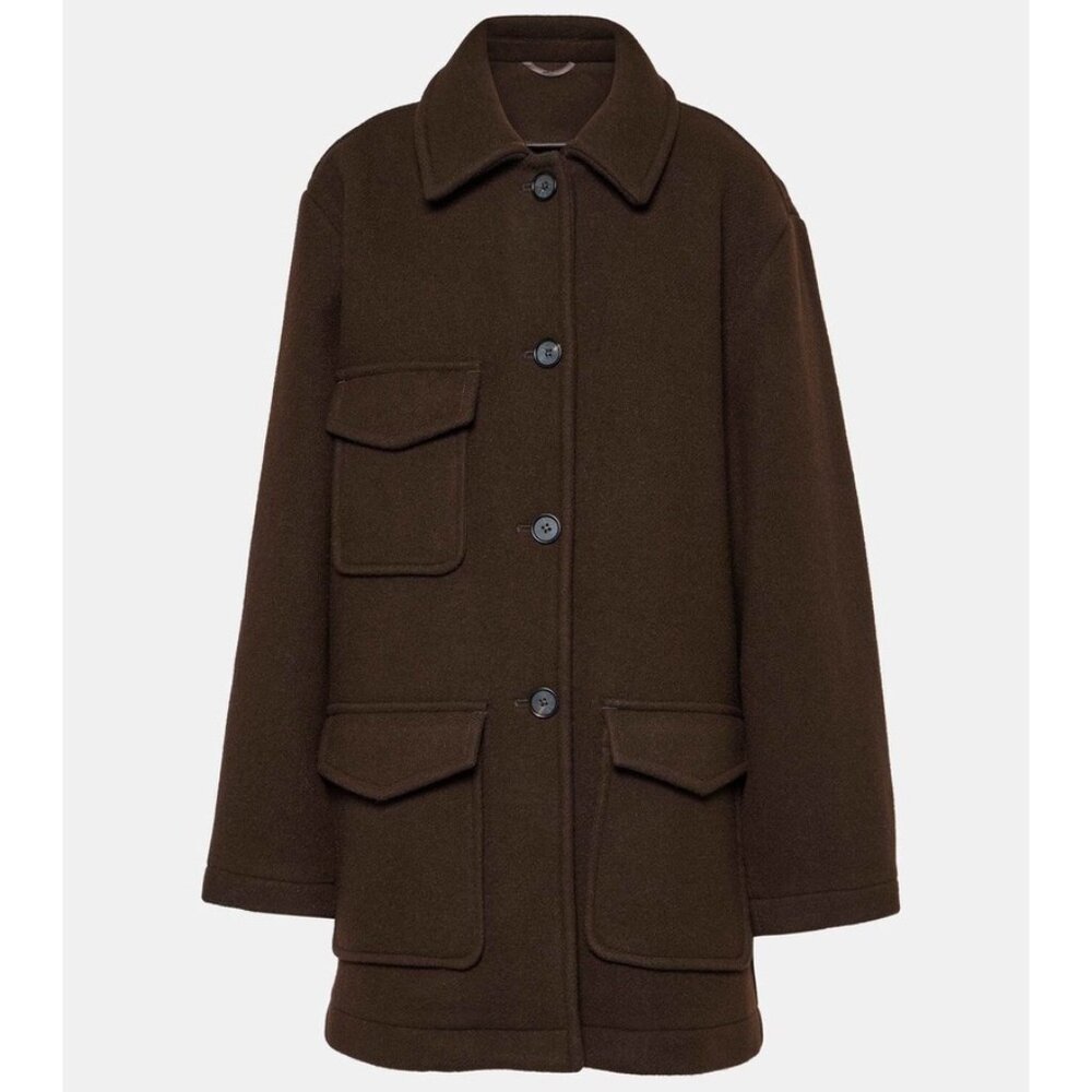 Toteme Women’s Soft Felted Wool Buttoned Jacket Chocolate EU38